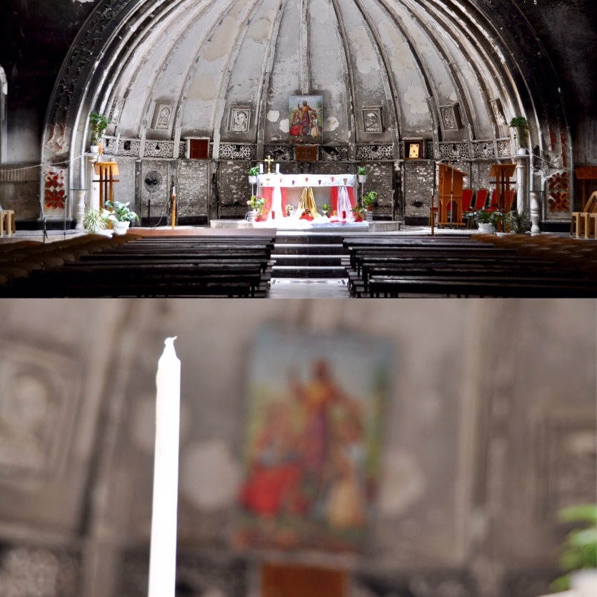 In der vom IS zerstörte Kirche in Hamdeniya finden wieder Gottesdienste statt, Ninewa